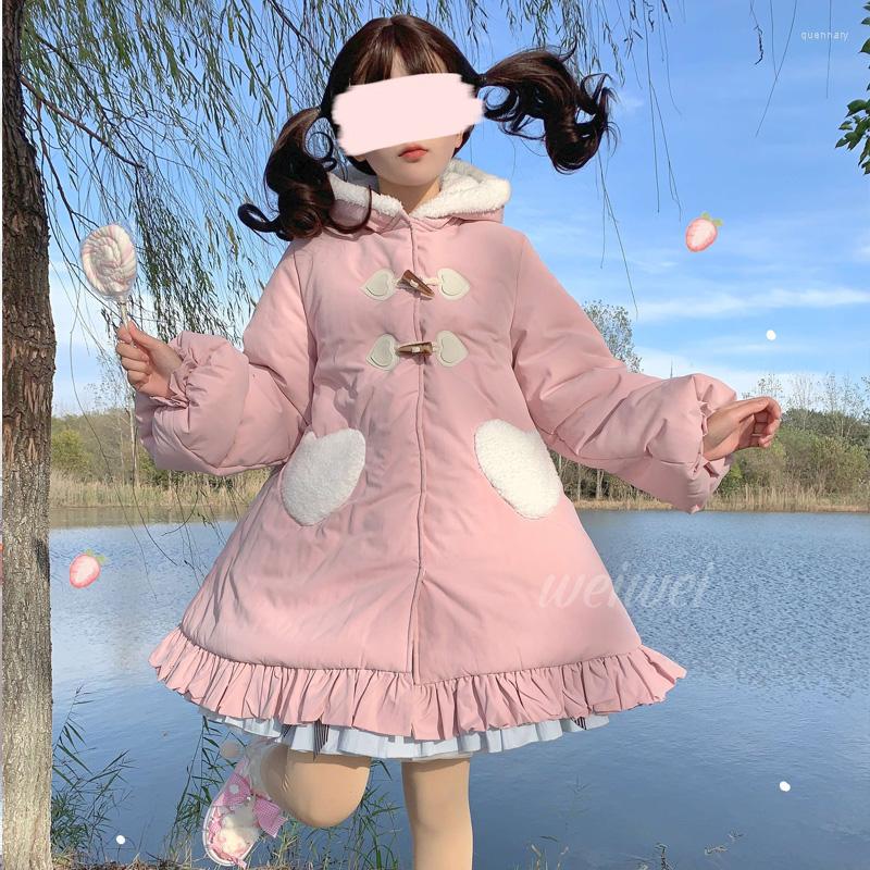 Women's Trench Coats Lolita Dress Japanese Soft Girl Cute Winter Thicken Hooded Cotton Clothes Coat Vintage Long Sleeve Kawaii Women, Blue
Women's Trench Coats Lolita Dress Japanese Soft Girl Cute Winter Thicken Hooded Cotton Clothes Coat Vintage Long Sleeve Kawaii Women, Blue