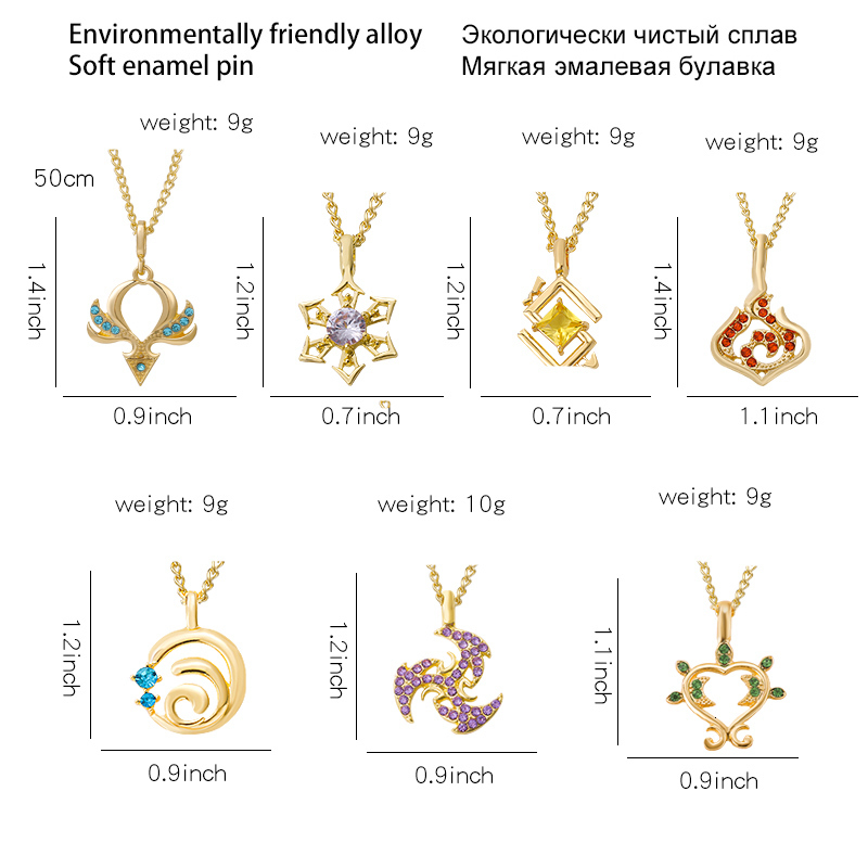 Strands Strings Game Genshin Impact Necklace Geo Cyro Dendro Electro Pyro Eye of God Element Symbol Fashion Metal Accessories Gift for Friends 230424
