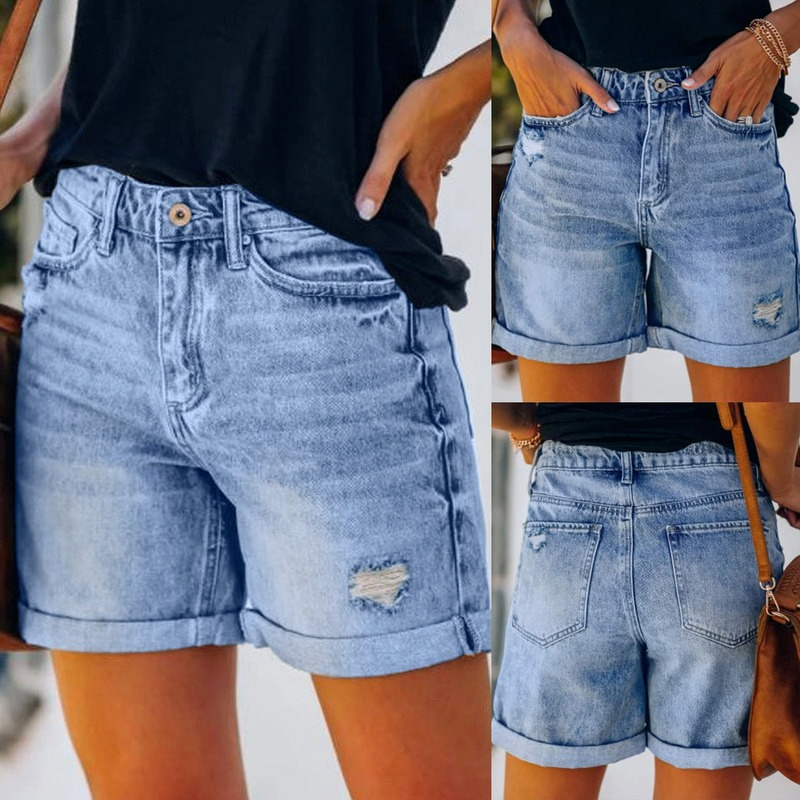 Women's Shorts Summer Plus Size Denim Shorts Indie Style Women Casual Loose Elastic High Waist Wide Leg Straight Short Jeans Streetwear 230425