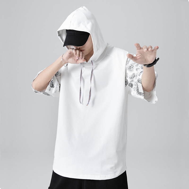 Men's T-Shirts Fashion Summer Hooded T-shirt Men's Harajuku Men's Super Large Paisley T-shirt Casual Cotton T-shirt Street Clothing Top