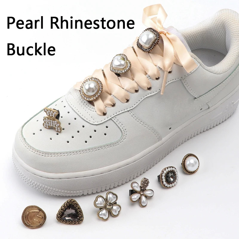 Shoe Parts Accessories Flower Rhinestones Shoelaces Decoration Antique Pearl Diamond Buckle Crystal Gem Shoelace Decorative Charms Accessorie 231124