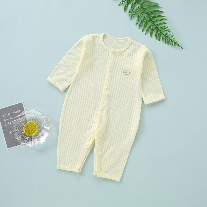 Rompers 57422 Baby Jumpsuit Boys Girls Long Sleeved Romper Cotton Cute Clothes L230215 230425