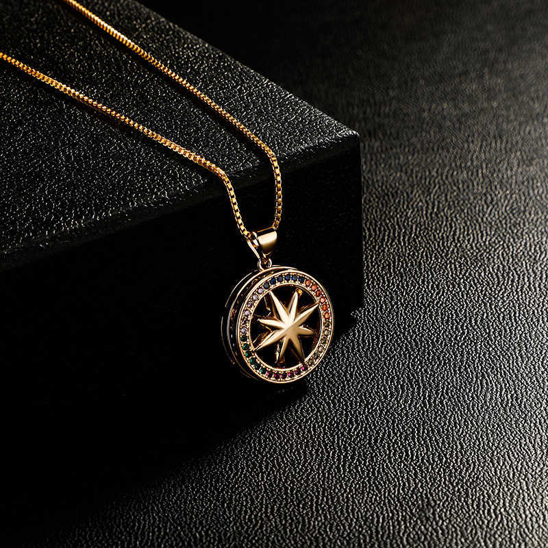 New Fashion Six Pointed Star Zircon Charms Necklace Mens Womens Choker Chain Hip-hop 14k Real Gold Plated Sky Pendant Jewelry Gifts For Guys Rapper Bi