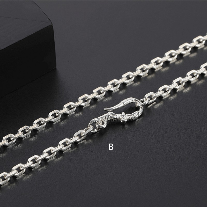 Pendant Necklaces BOCAI Real Pure s925 Silver Man and Woman Necklace Fashion Car Flower Cross Necklace 2.1MM~4MM Retro Long Sweater Chain 230425