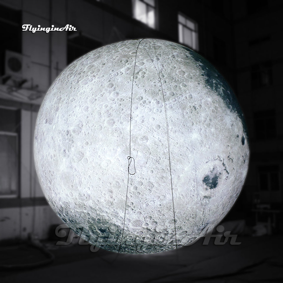 Fantastic Large Hanging Illuminated Inflatable Moon Planet Ball Printed Sphere Balloon LED Supermoon For Party Decoration