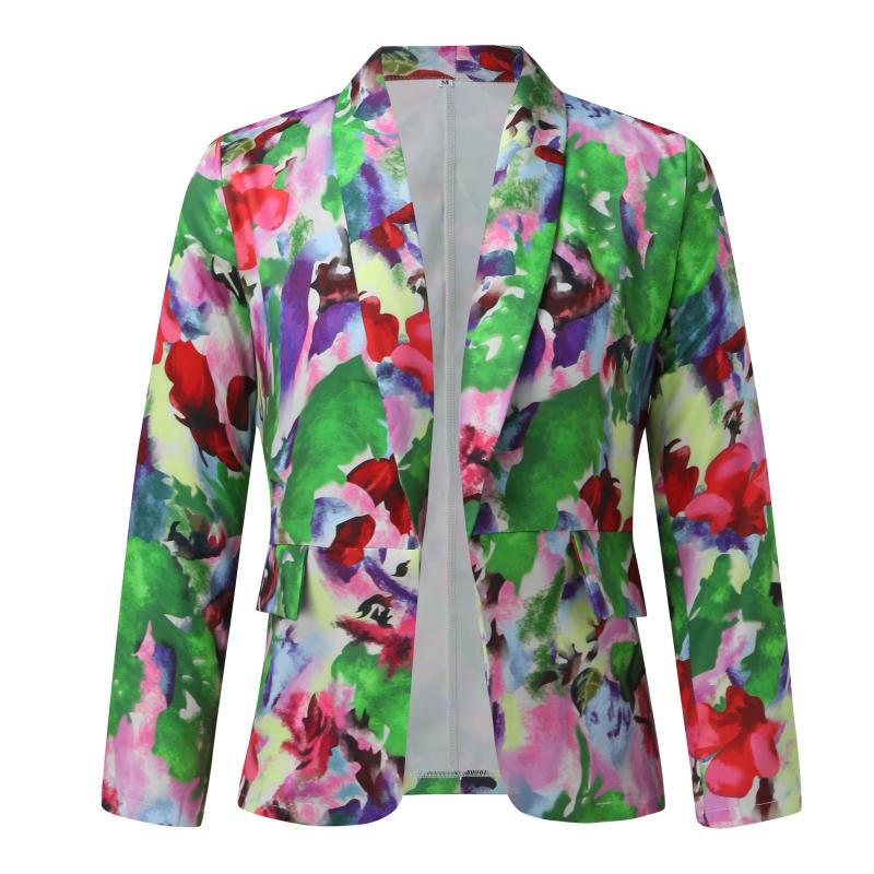 Two Piece Dress Lightweight Puffy Coat Women Fashion Casual Multicolor Printed Suit And Long Trousers Temperament Lapel Pant SuitTwo