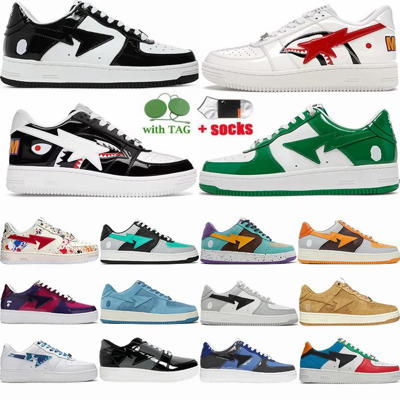 2023 Designer Shoes For Mens Womens Bapestas Outdoor Trainers Patent Leather Black White Shark Sax Blue ABC Camo Green White Flats Riding Walking Sneaker bapesta, 34
2023 Designer Shoes For Mens Womens Bapestas Outdoor Trainers Patent Leather Black White Shark Sax Blue ABC Camo Green White Flats Riding Walking Sneaker bapesta, 34
