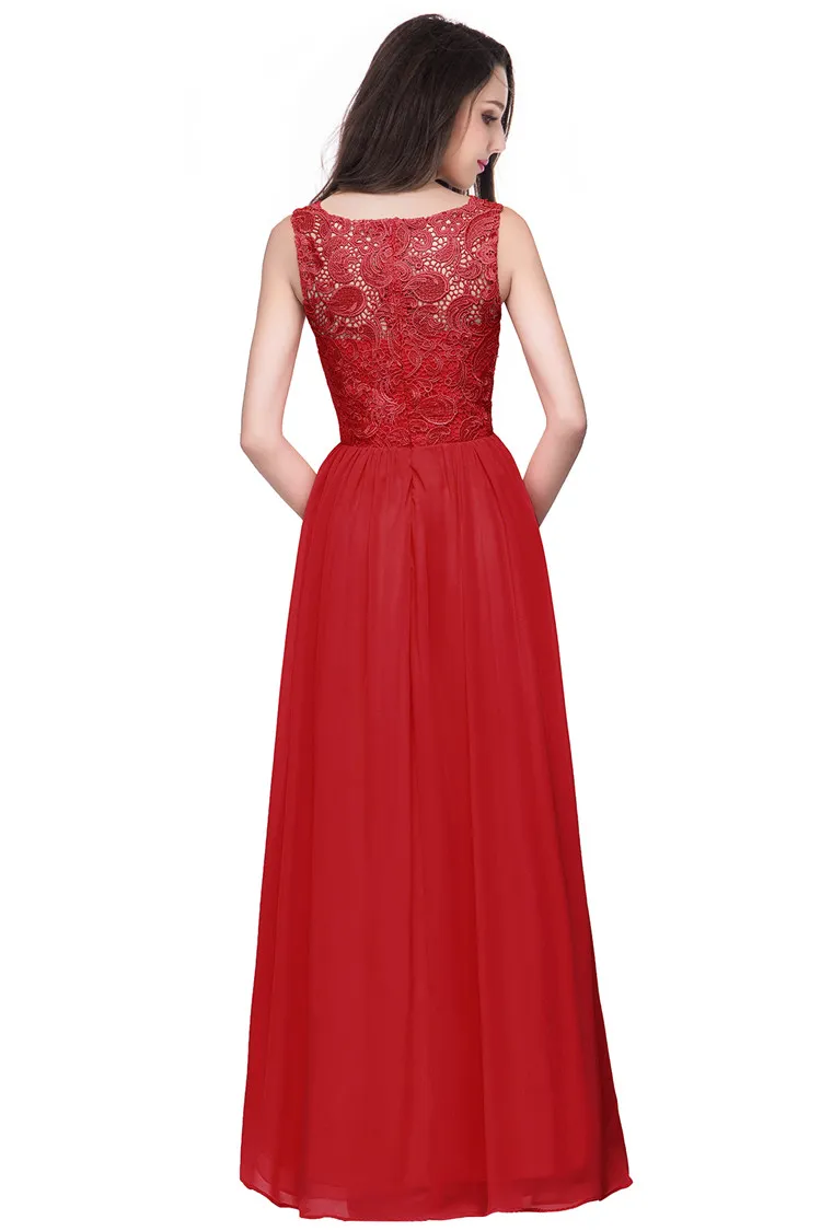 Elegant Lace Bridesmaid Dresses Jewel Sleeveless Plus Size Sheer Back Zipper Chiffon Cheap Formal Maid of Honor Gown CPS463