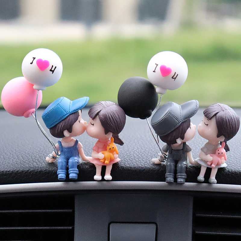 Car Decoration Cute Cartoon Couples Action Figure Figurines Balloon Ornament Auto Interior Dashboard Accessories for Girls Gifts