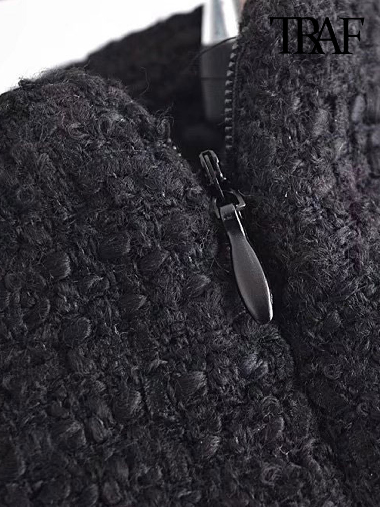 Women's Shorts TRAF Women Fashion Front Metal Buttons Tweed Shorts Vintage High Waist Side Zipper Female Short Pants Mujer 230425