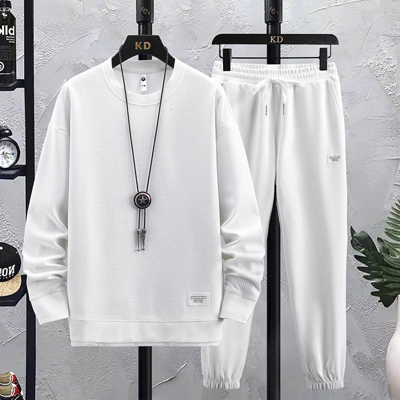 Men's Tracksuits Spring Autumn Men's Two Piece Set Linen Fabric Casual Sweatshirt and Sweatpants Set Mens Sports Suit Fashion Tracksuit 2304