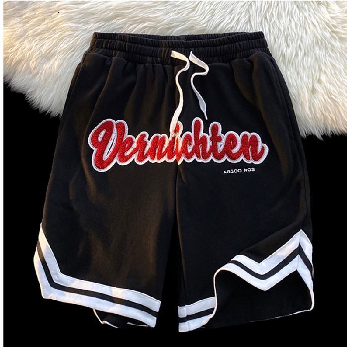 Men's Shorts Letter Flocking Embroidery Loose Casual Shorts for Women's Summer Y2K Retro Street Sports Couple Shorts for Women's Shorts
