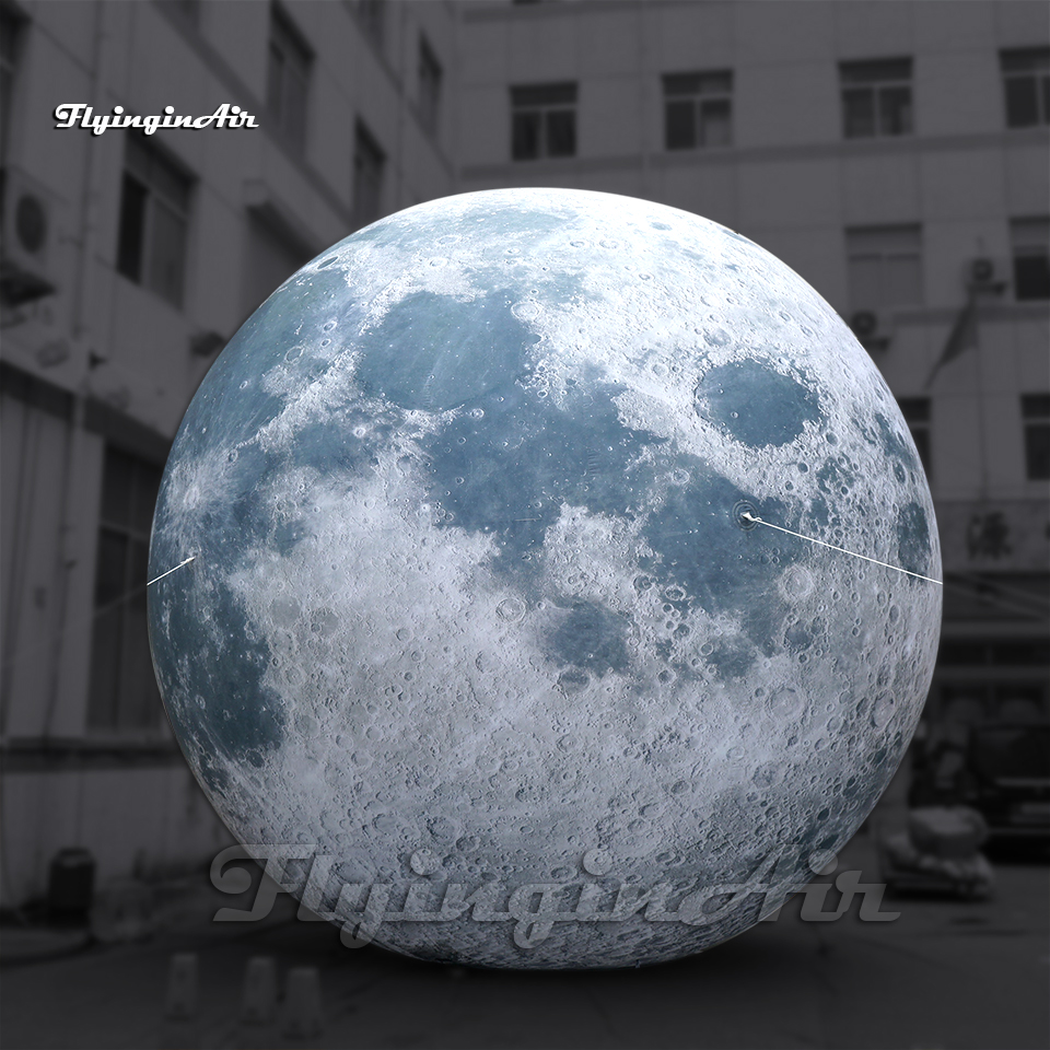 Fantastic Large Hanging Illuminated Inflatable Moon Planet Ball Printed Sphere Balloon LED Supermoon For Party Decoration