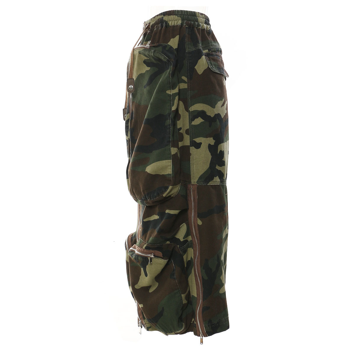 Skirts DEAT Fashion Women's Skirt High Waist Camouflage Threedimensional Zipper Pocket Side Split Summer 2023 17A6284 230424