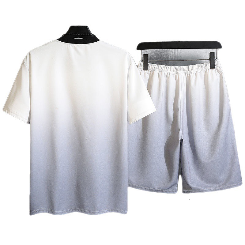 Men's Tracksuits Harajuku Hip Hop Summer Men's Tracksuit 2 Piece Set Thin Soft Breathable Jogging Suit Male Short-Sleeved T-Shirt and Shorts