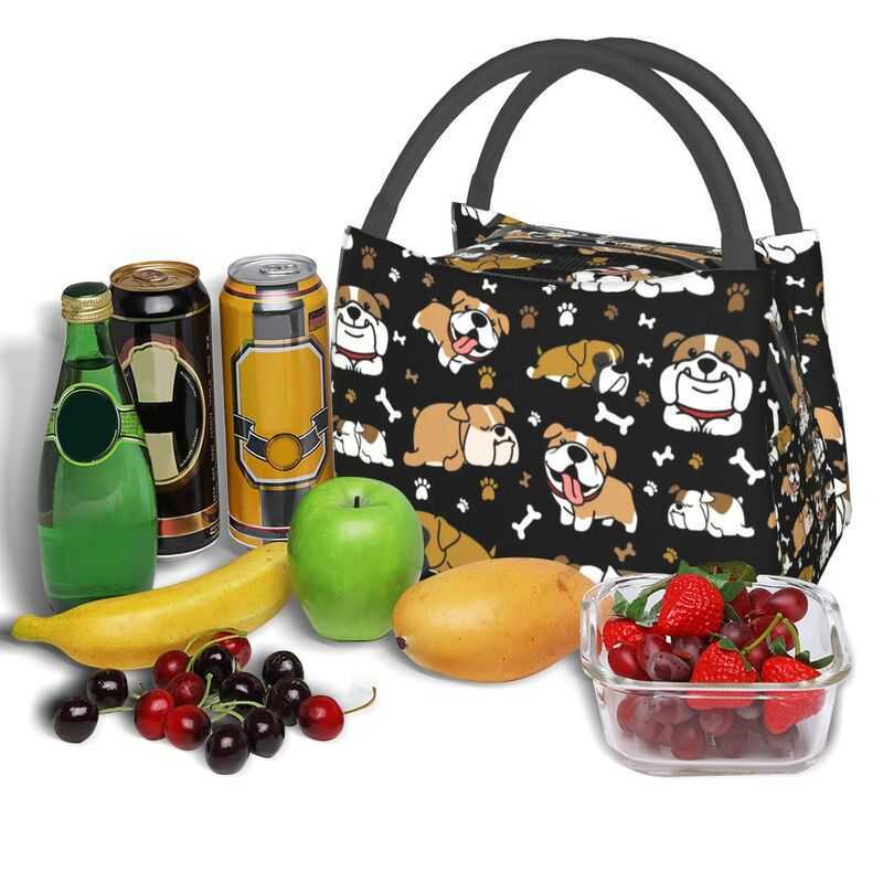 Ice Packs/Isothermic Bags Cute English Bulldog Thermal Insulated Bag British Dogs Lunch Container for Outdoor Camping Travel Storage Meal Food Box J23