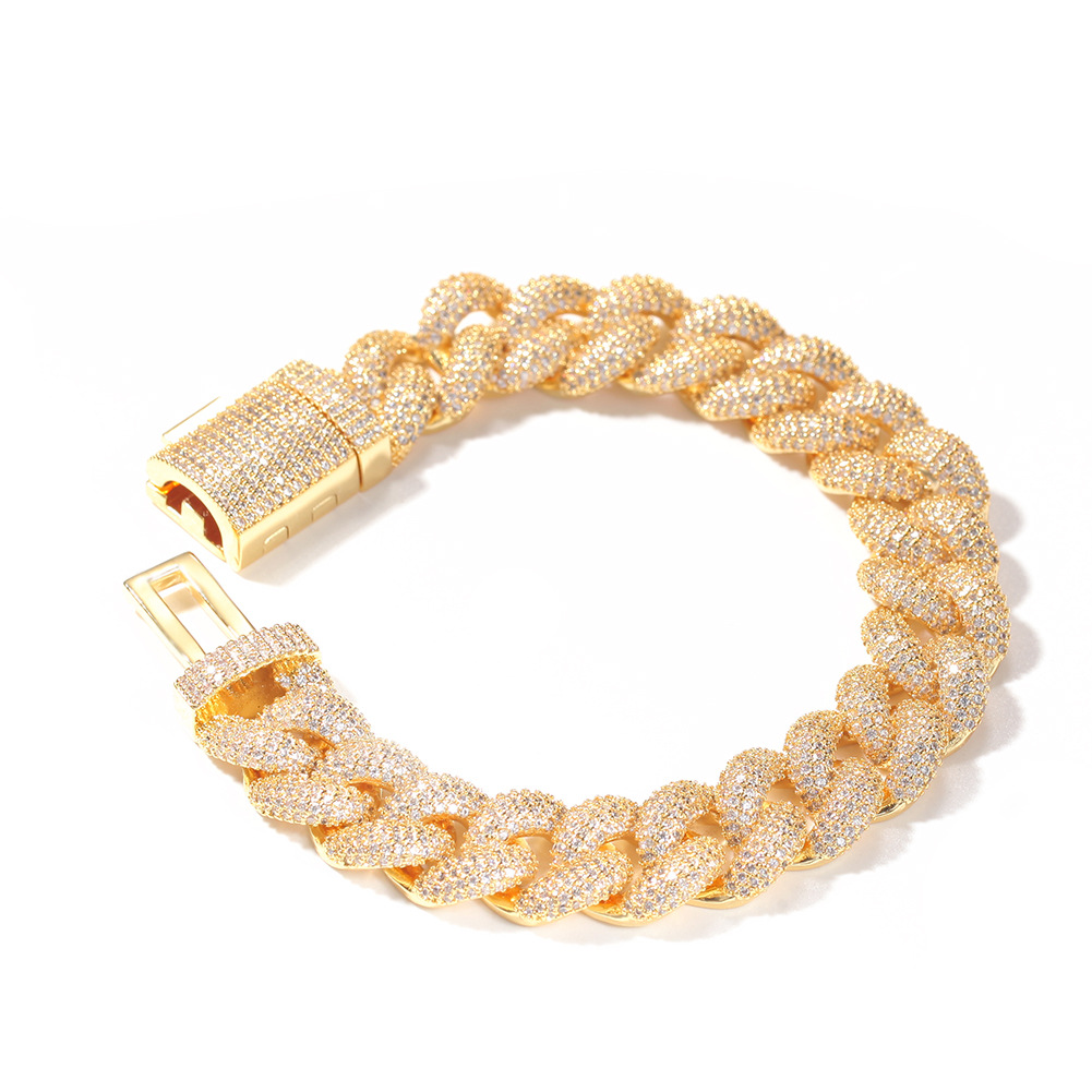 Hip Hop Bracelet Jewelry Iced Out Chain Gold Silver Miami Cuban Link Chains Bracelets for Gift