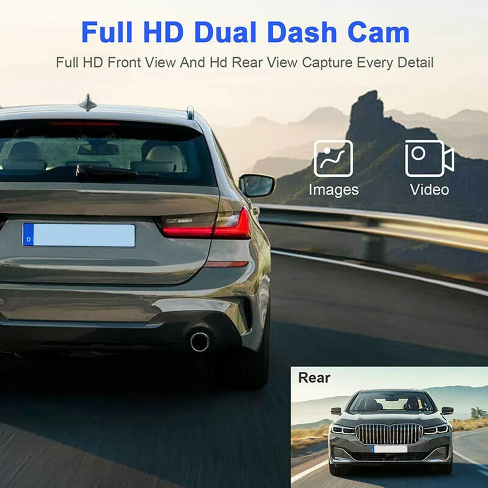 A10 4 Inch HD 1080P Dual Lens Car DVR Video Recorder Dash Cam Smart G-Sensor Rear Camera 170 Degree Wide Angle Ultra Resolution