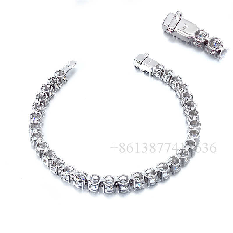 necklace moissanite chain Women Men 18k White Gold 4mm d Color Flawless Diamond Paved Tennis Bracelet Gold