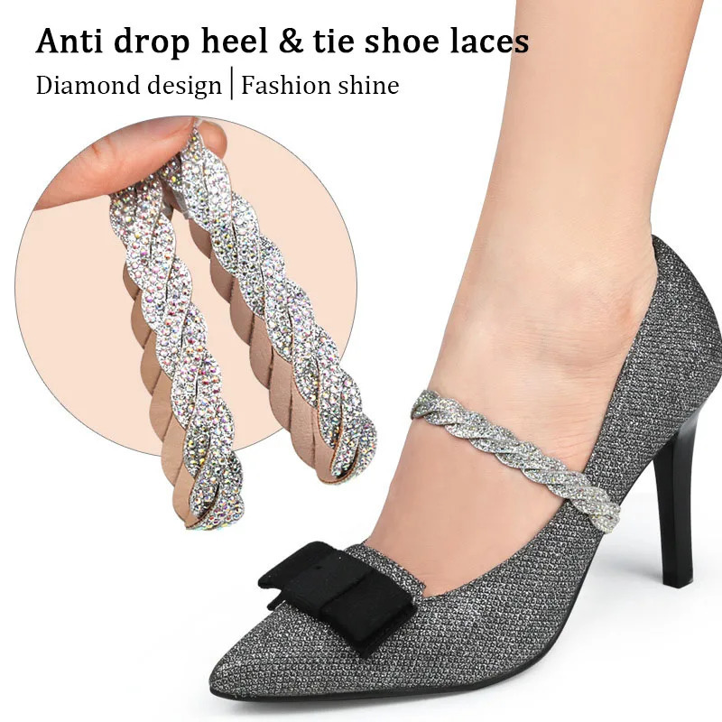 Shoe Parts Accessories Women Shoelaces for High Heels Adjustable Ankle Belt Holding Bundle Laces Tie Straps Band Elastic Rhinestone Shoelace 231124