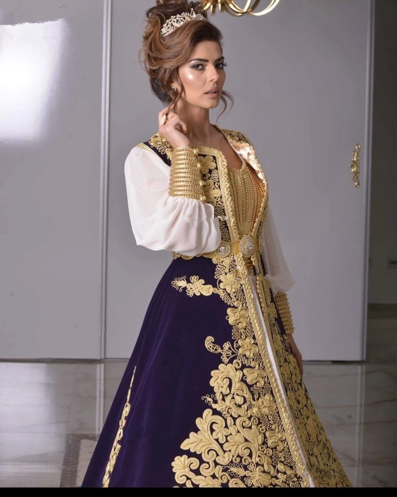 Traditional Kosovo Albanian Robes Evening Dresses with purple jacket Lace Applique Beading Prom Dress vestido De Fiesta De Boda