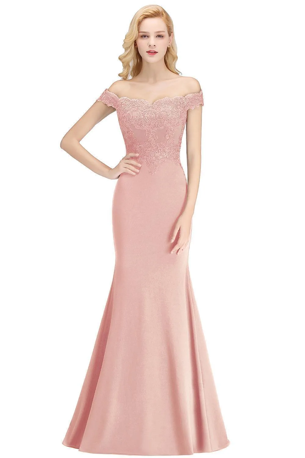 Designed Mermaid Bridesmaid Dresses Elegant Off Shoulder Lace Appliques Backless Long Satin Wedding Guest Party Evening Gowns Cps1080