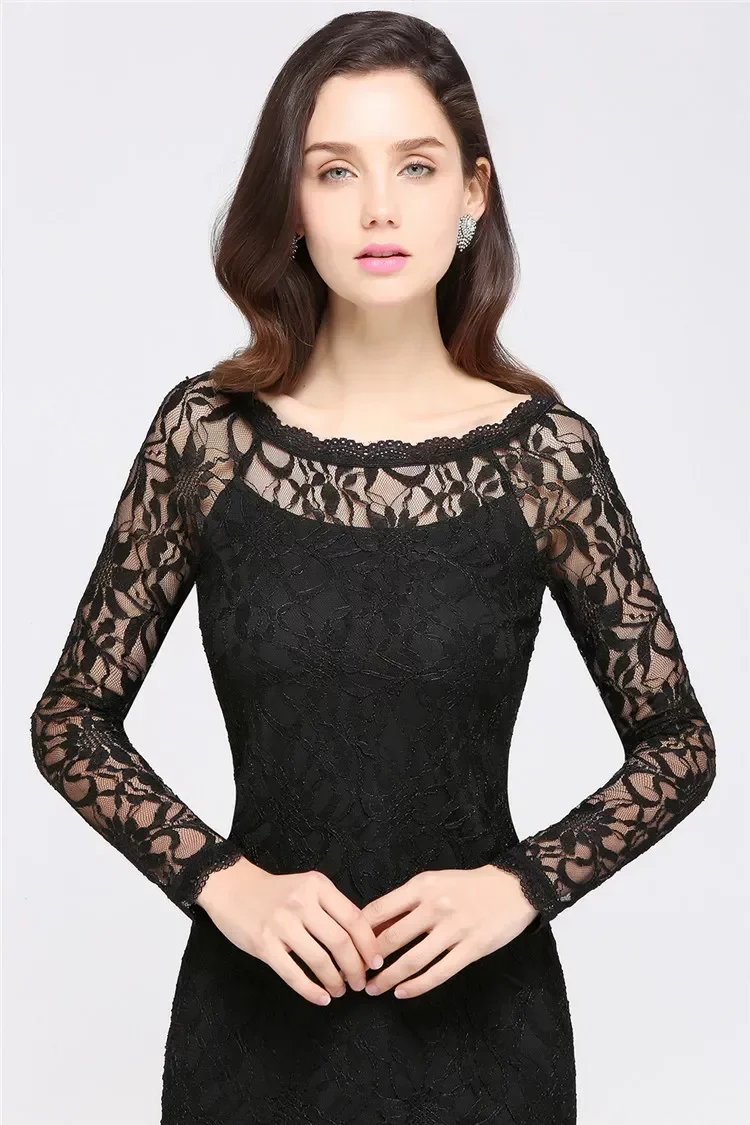 Short Lace Vintage Party Dress Cheap Sheath Long Sleeves Prom Evening Formal Gown Sexy Mini Womne Casual Club Wears Cps630