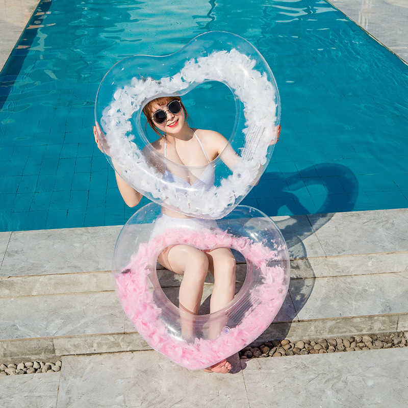Life Vest Buoy ROOXIN Swim Ring Tube Inflatable Toy Love Feather Swimming Ring For Kids Adult Float Swimming Circle Pool Water Park Equipment J230424