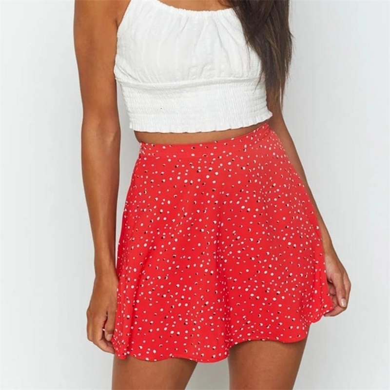 Skirts Sexy Ladies Floral Printed Ruffled Mini Summer Women Large Hemline Washable High Waist Aline 230424