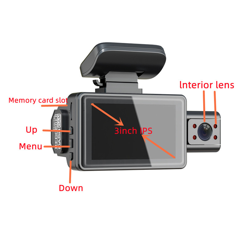 A88 WIFI 3 Inch IPS Cam 1080P Car DVR Dual Lens Dash Wide Angle Video Recorder Front with Interior or Rear Camera Night Vision