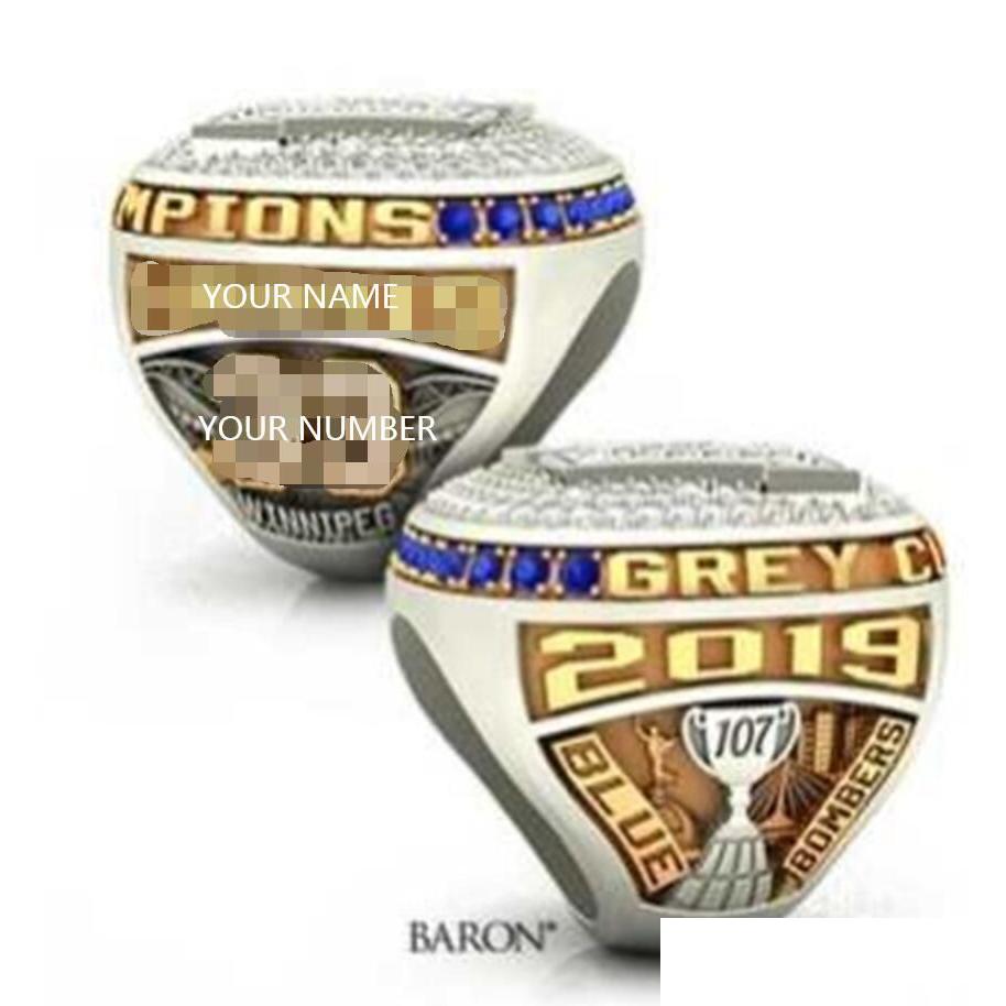 Cluster Rings Your Own Name Winnipeg Blue Bombers Cfl Grey Cup Team Champions Championship Ring Souvenir Men Fan Gift Wholesal Drop De Dhn15