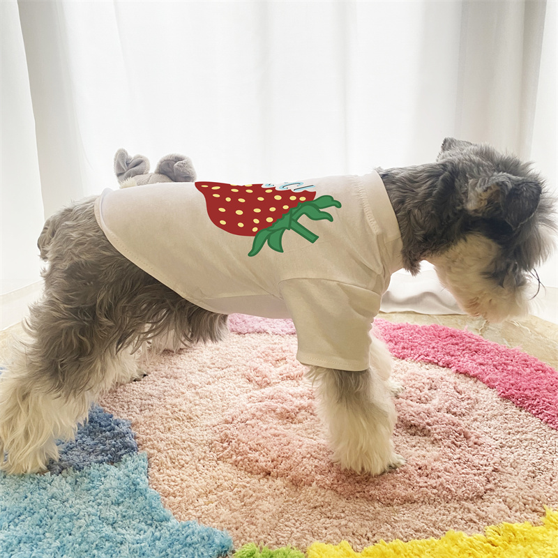 free shipping Designer Dogs T Shirts Apparel Cotton Summer Clothes with ic Letter Pattern Soft Puppy Sweatshirt Pullover for Small Dog Strawberry Pink