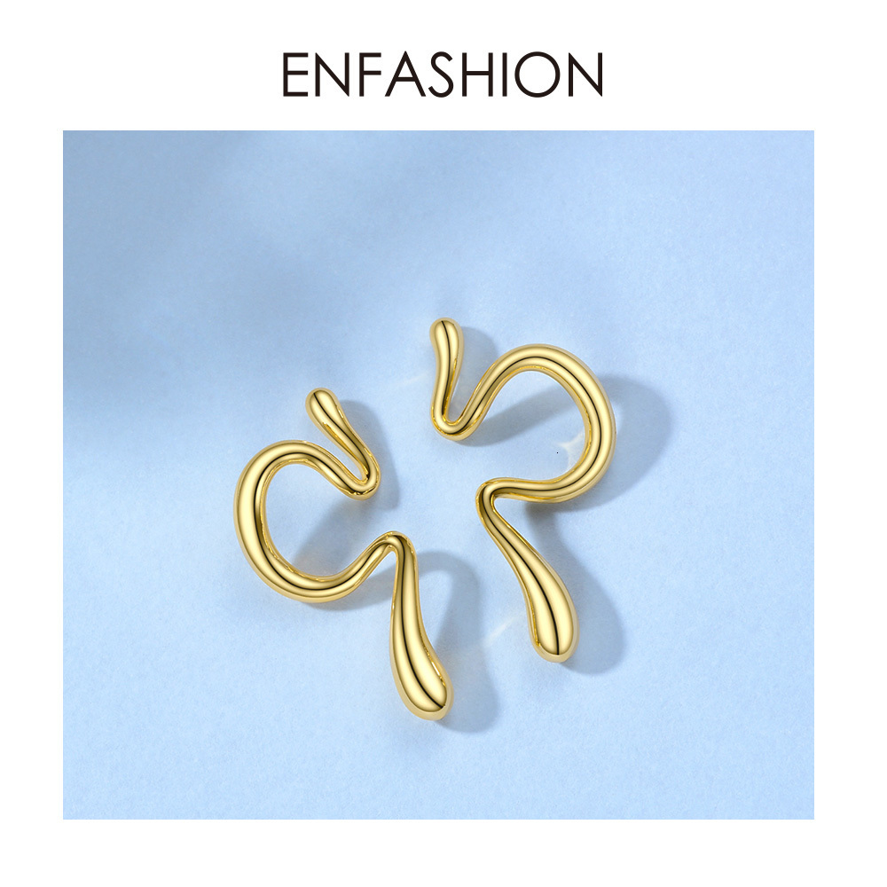 Ear Cuff ENFASHION Punk Curve Ear Cuff Clip On Earrings For Women Gold Color Line Earings Without Piercing Jewelry Oorbellen E191078 230425
