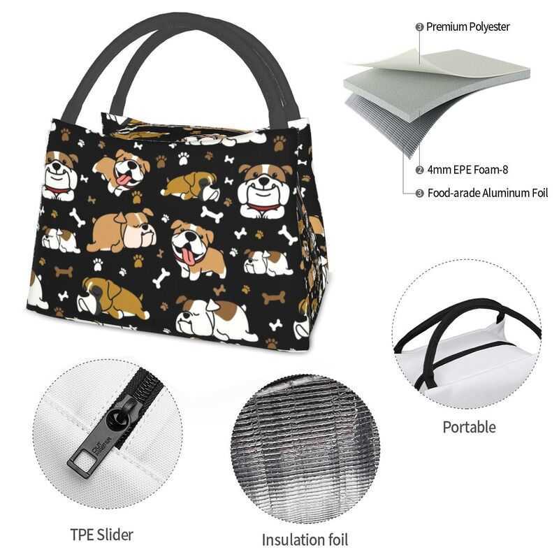 Ice Packs/Isothermic Bags Cute English Bulldog Thermal Insulated Bag British Dogs Lunch Container for Outdoor Camping Travel Storage Meal Food Box J23