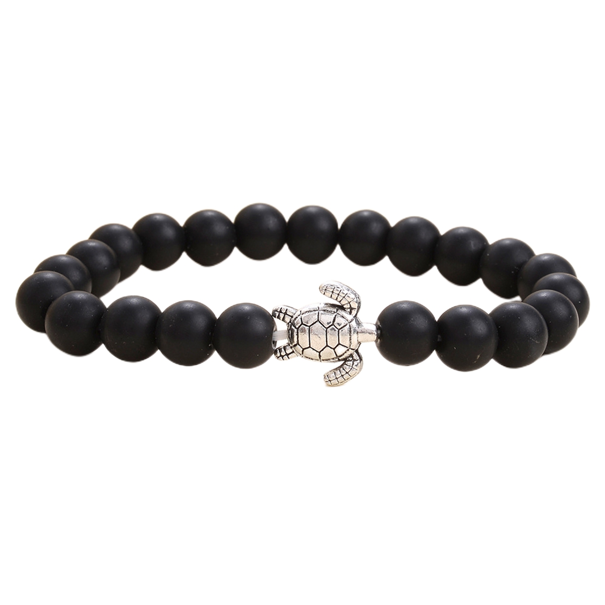 Turtle Shape Alloy Model With Gemstone Beads Bracelet Healing Natural Crystal Stone Beads Bracelet for Men and Women