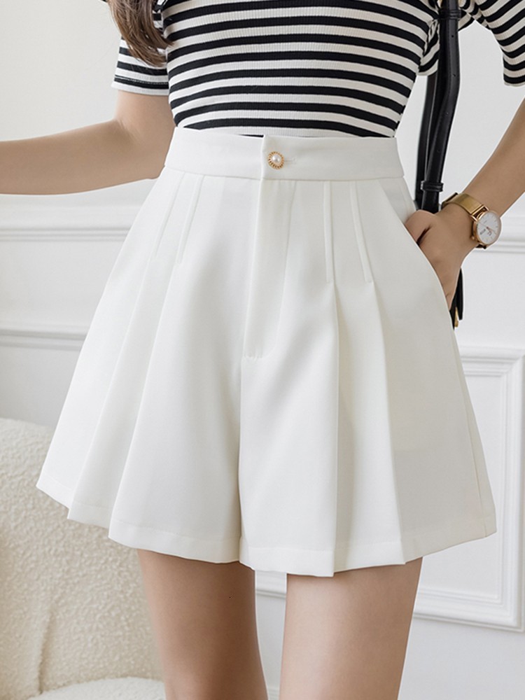 Women's Shorts High Waist Casual Shorts Women Arrival Summer Korean Style Solid Color All-match Ladies Elegant Short Pants W1077 230425