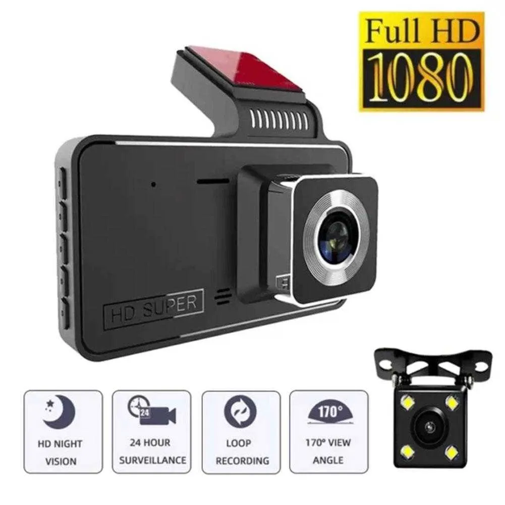 V1 4 Inch IPS Touch Screen Cam 1080P Car DVR Dual Lens Dash Dashcam Wide Angle Video Recorder Rear Camera Night Vision