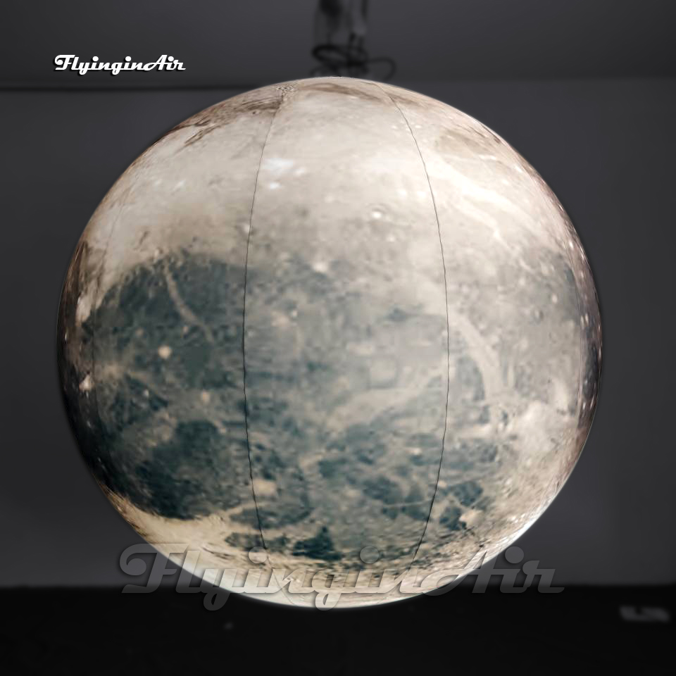 Amazing Large Hanging Inflatable Pluto Balloon Solar System Planet Ball Big Sphere With LED Light For Venue Ceiling Decoration