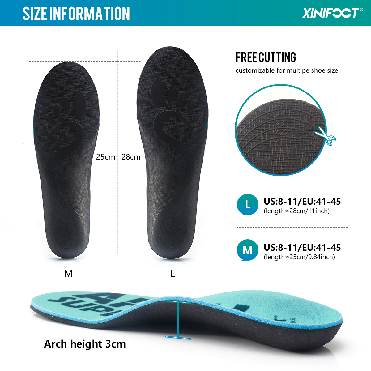 Shoe Parts Accessories EVA Ortic Sports Insole Insert Pad Arch Support Heel Cushion Uniseks Foot Care Ukuran 35 230425