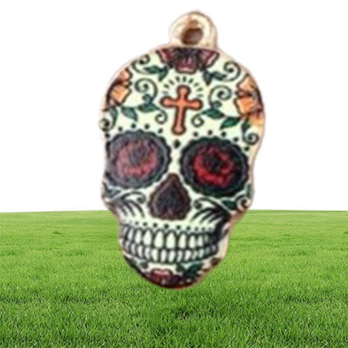 100 PCSLot Skull Charms Skeleton Pendants Diy Jewelry Accessories In Gold Metal 7 different colors
