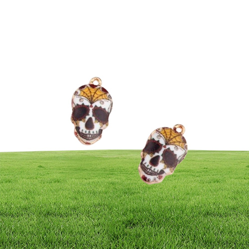 100 PCSLot Skull Charms Skeleton Pendants Diy Jewelry Accessories In Gold Metal 7 different colors