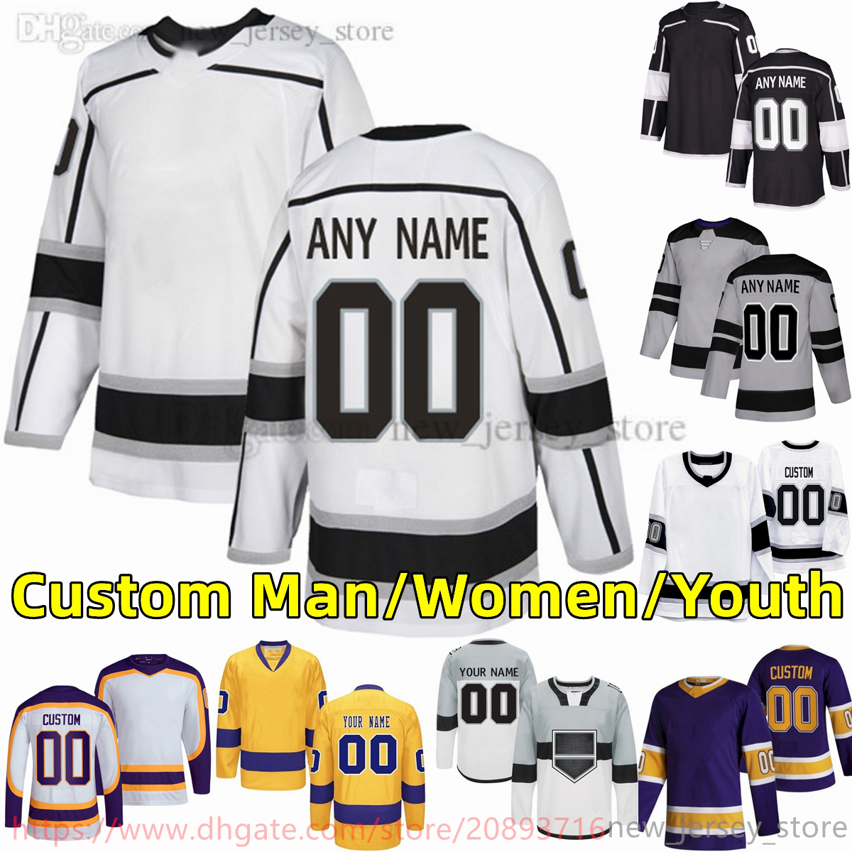 custom S-6XL Movie College Hockey Wears Jersey Embroidery 11 AnzeKopitar 8 DrewDoughty 22 KevinFiala 9 AdrianKempe 19 AlexIafallo 99 WayneGretzky Jerseys