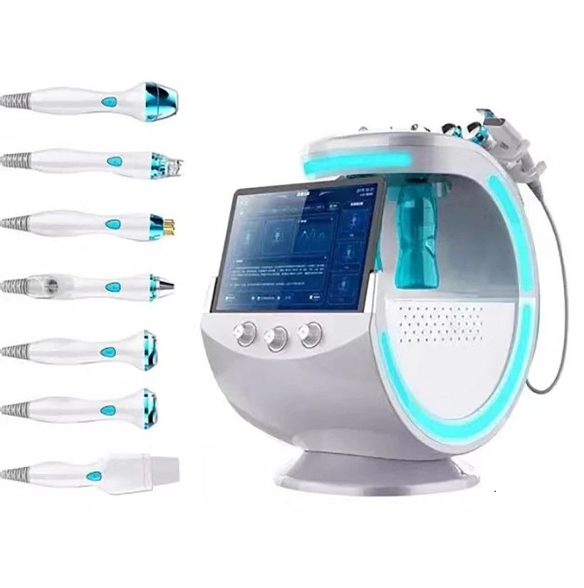 Multi-Functional Beauty Equipment Ice Blue 7in1 H2O2 Facial Cleaning Device with Bio Face Lifting Skin Rejuvenation Whitening Beauty Equipment Tool