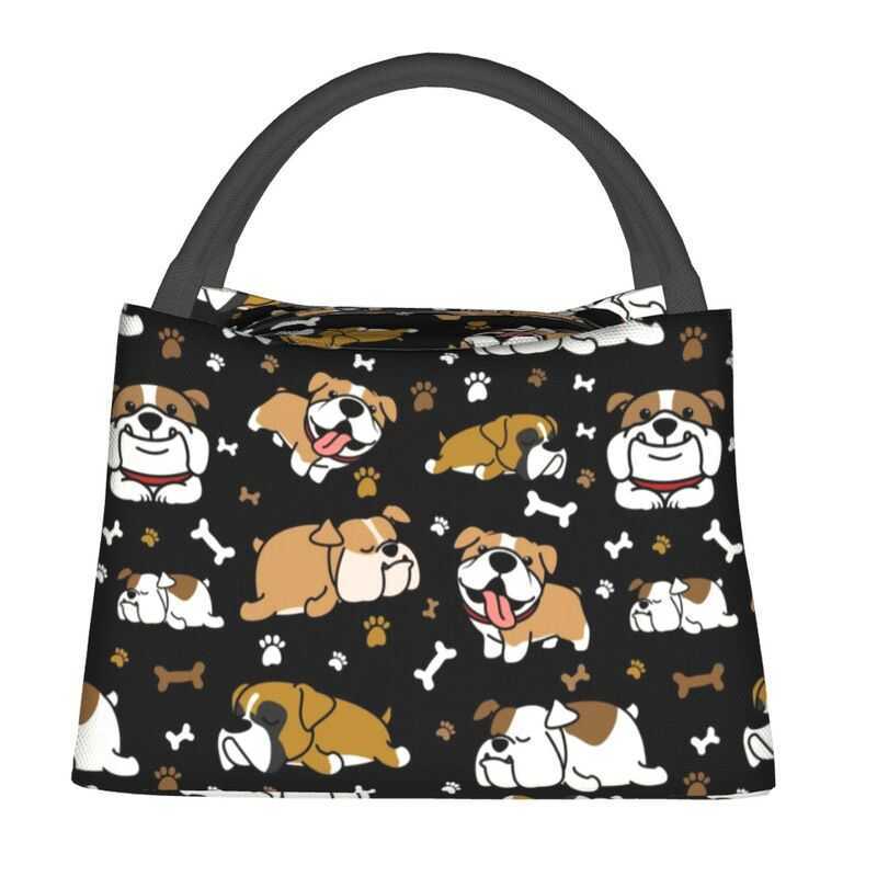 Ice Packs/Isothermic Bags Cute English Bulldog Thermal Insulated Bag British Dogs Lunch Container for Outdoor Camping Travel Storage Meal Food Box J23