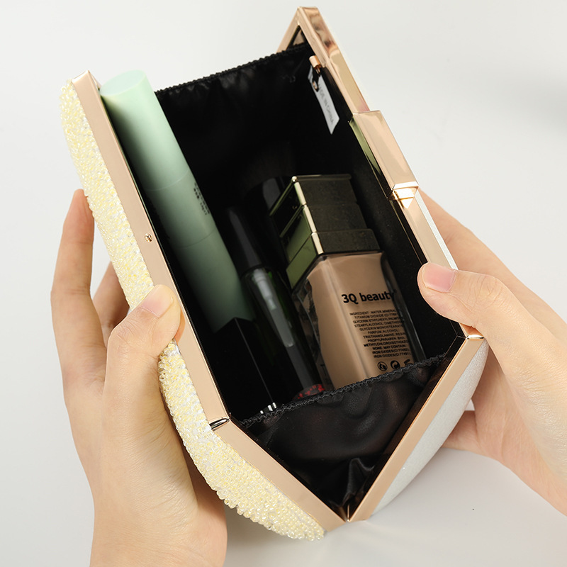 Evening Bags Wedding White Clutch I Do Letter Evening Bags For Women Bridal Clutches Bag Rhinetsone Pearl Beading Wedding Party Handbag Trend 230425