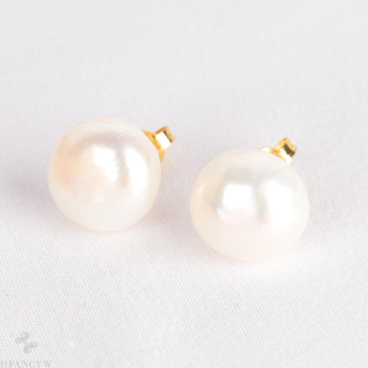 Stud 1214MM Mabe White Baroque Pearl 18K Gold Earrings Classic Ma Bei Personality Gorgeous Delicate 230425