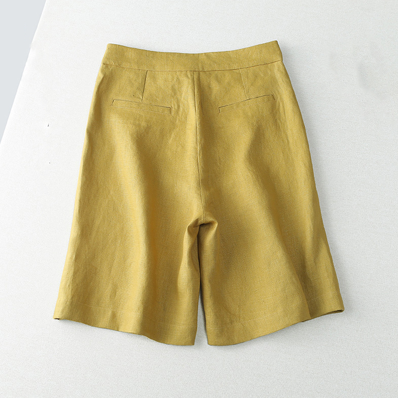 Women's Shorts Casual Shorts Women Summer Booty Green Linen Wide Leg Shorts Harajuku Button Pocket High Waist Pluse Size Female Shorts 230425