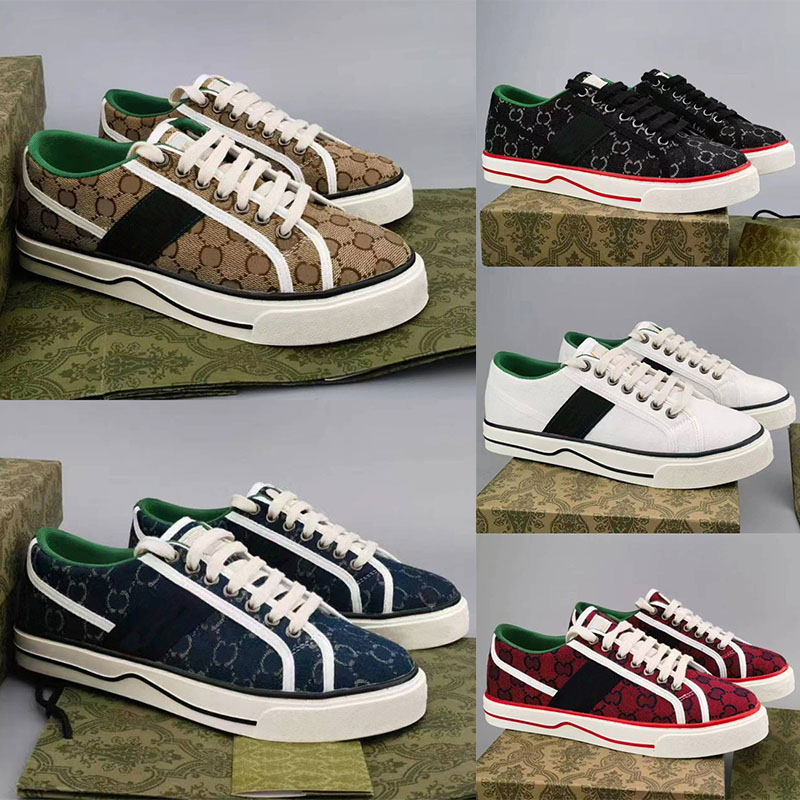 Tennis 1977 Casual Shoes Luxurys Designers Mens Shoe Italy Green And Red Web Stripe Rubber Sole Stretch Cotton Low Top Men Sneakers 40-46