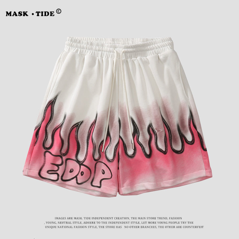 Men's Shorts Men's Summer Shorts Street Clothing Men's Y2k Shorts Tie Dye Flame Casual Shorts Men's Fashion Hip Hop Loose Five Poi