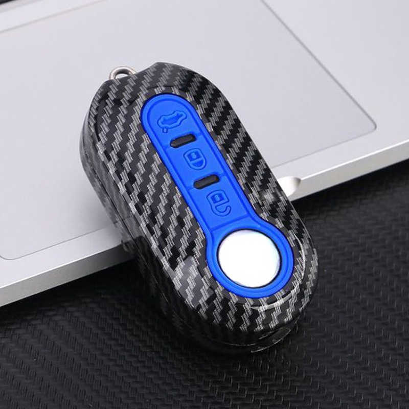 Carbon Abs Car Key Fob Shell Cover for FIAT 500 500L 500X Abarth 3-Button Folding Key
